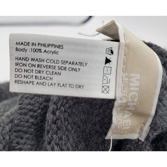 Women's Michael Kors Studded Beanie Gray and Silver OSFM 100% Acrylic 9" x 9.5" - Picture 4 of 6